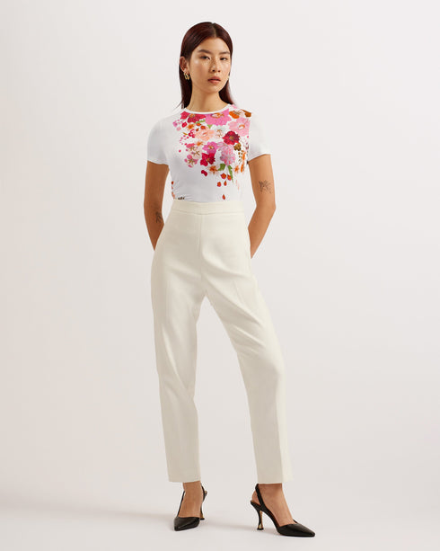 BELLARY-Tops-It's all in the details: T-shirt Pressed flower print Crew neck Slim fit Stretch finish Short sleeves Yiyi is 5'8" / 1.73m and wears Pink in a Ted size 1- Ted Baker Romania
